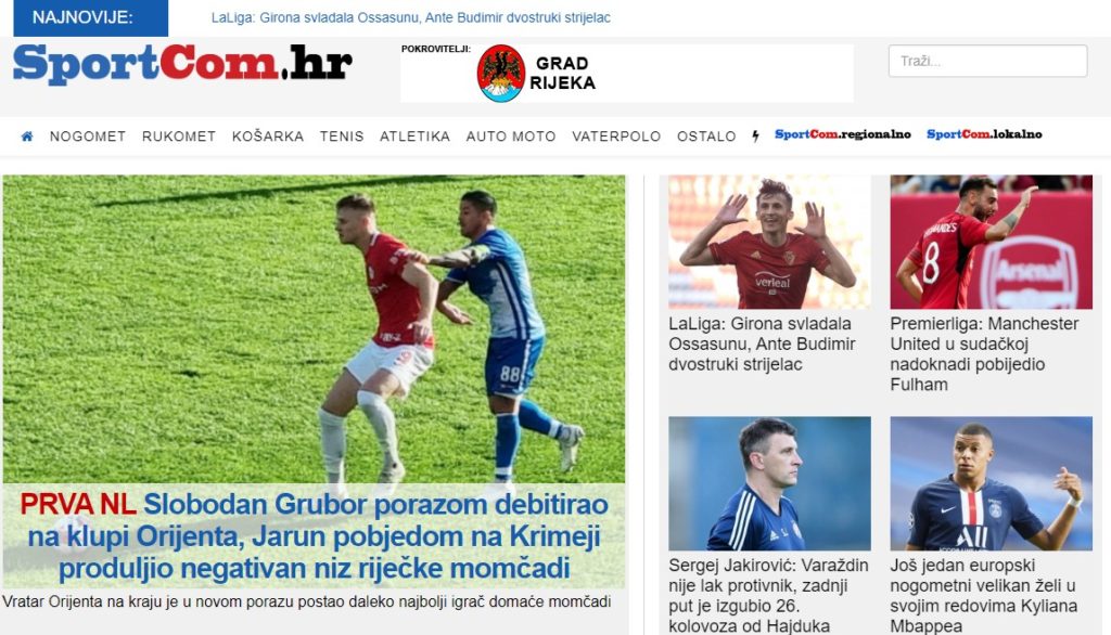 Izgled stranice SportCom.hr